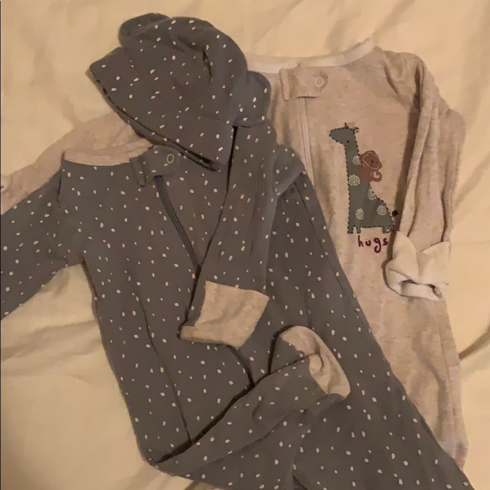 2 Pack NB Footies with Mitten Cuffs